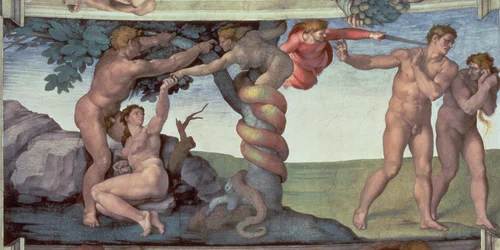 Sixtinische Kapelle Decke (1508-12): Der Sündenfall, 1510 (nach der Restaurierung)